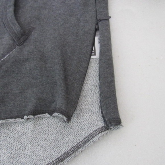 Kith Gray Distressed Kangaroo Pocket Short Sleeve Side Zipper Hoodie - Picture 8 of 10